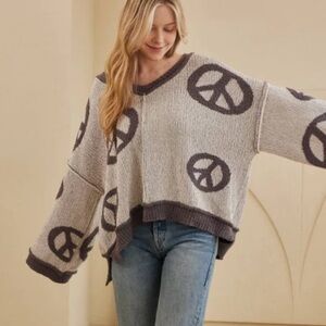 Mello Shop Impressions Cozy Peace Sign Sweater